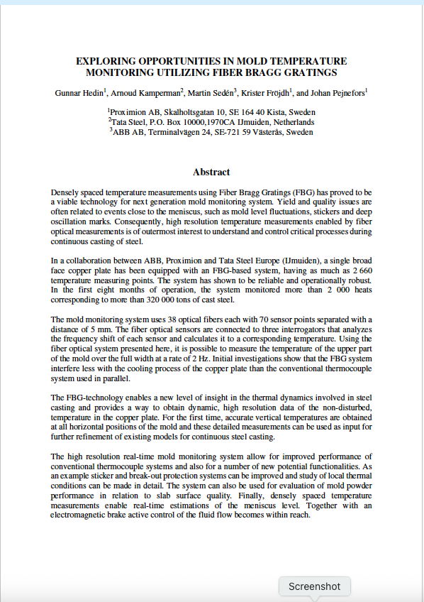 Mold temperature monitoring